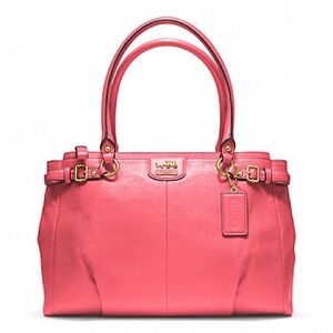 Coach red pink leather organizer carryall tote